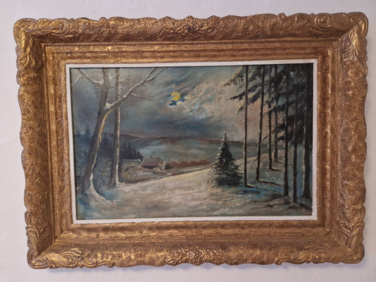 Wunderschönes Ölgemälde "Winterlandschaft", signiert